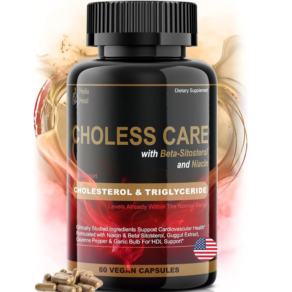 Cholesterol Supplement - Triglyceridy Podpora Kapsule w. Organické, Odorless cesnak, Cayenne korenie, Rastlinné steroly na podporu normálne HDL a LDL hladiny cholesterolu w. Antioxidant Niacin (vitamín B3)