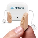 MDHearingAid AIR Hearing Aid (pár), OTC nabíjateľný, Crystal-clear Digital Sound by MDHEaring, ideálny pre okuliare, takmer neviditeľné