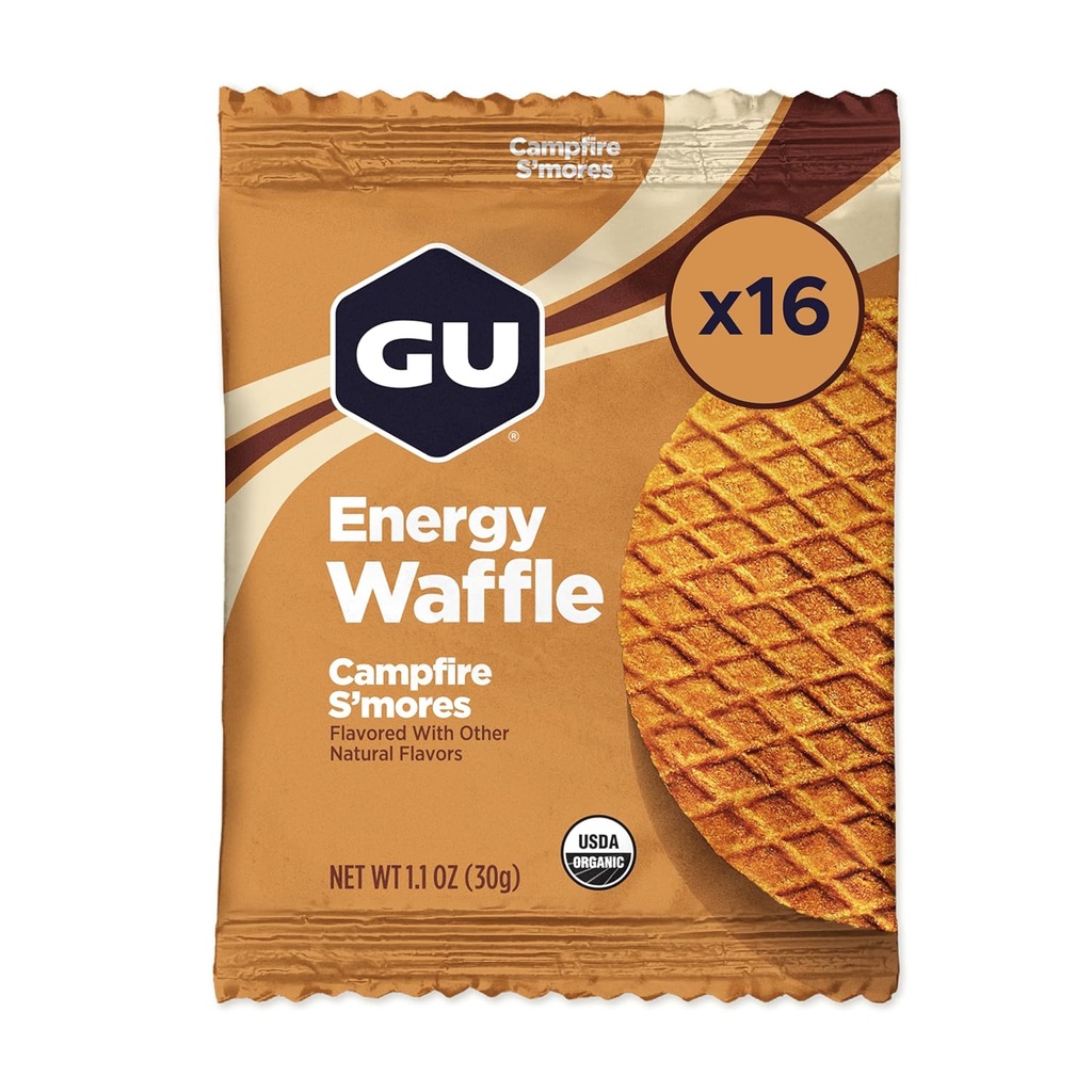 GU Energy Stroopwafel Campfire S'mores Sports Nutrition Waffle, Caffeine-free, a Košer mlieka, On-the-Go Energy pre akékoľvek cvičenie, 16 gróf