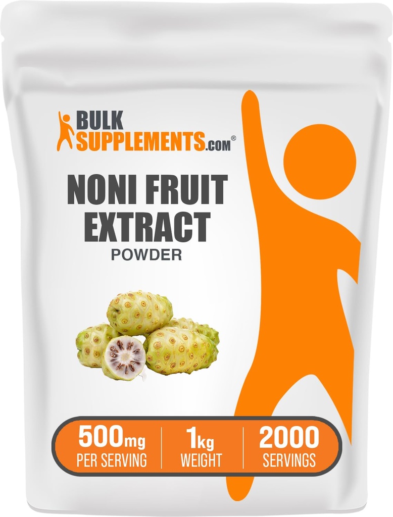 BulkSupplements.com Noni Fruit Extract Powder - Noni Fruit Supplement, Superfood Powder - bezlepkové lepidlo, 500mg na porciu, 1kg (2,2 lbs) (Pack of 1)