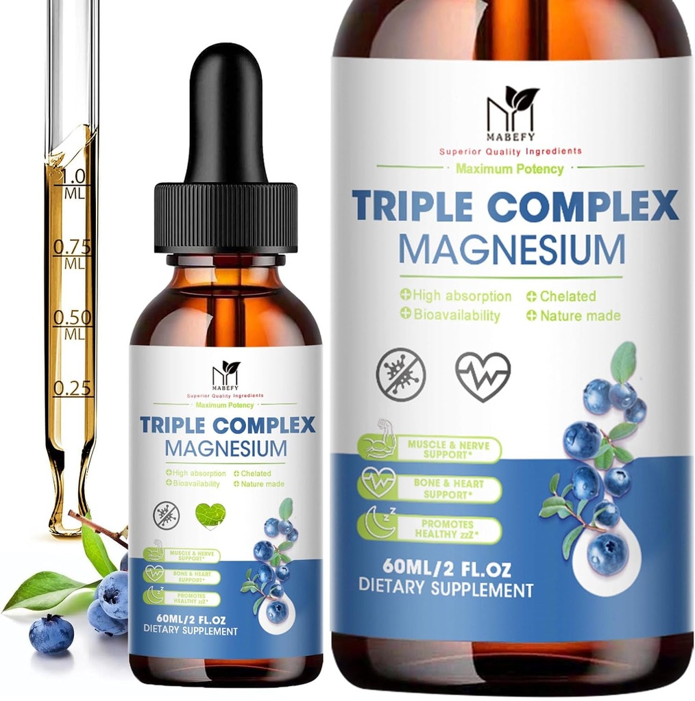 Magnézium Glycinate Tekuté kvapky Komplex Supplement with Taurate, Malate for Calm, Leg Cramps, Energy 
