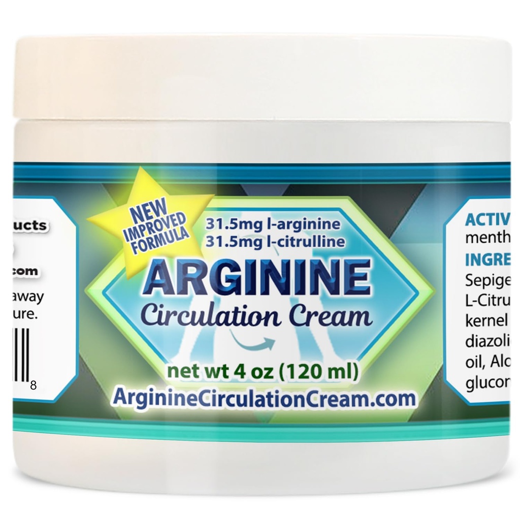 Arginín Circulation Cream 4 oz - Mentol, L Arginine & L Citruline Lotion - podporuje zdravé nohy a telo prietok krvi - celá rodina výrobky