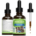 Pet Wellbeing Detox Gold pre psy - Jemná podpora detoxikácie a eliminácie, Imunitný systém starostlivosti, Nettle, blahoslavený bodliak, Burdock Root - Veterinarian-formulované bylinné doplnok 2 oz (59 ml)