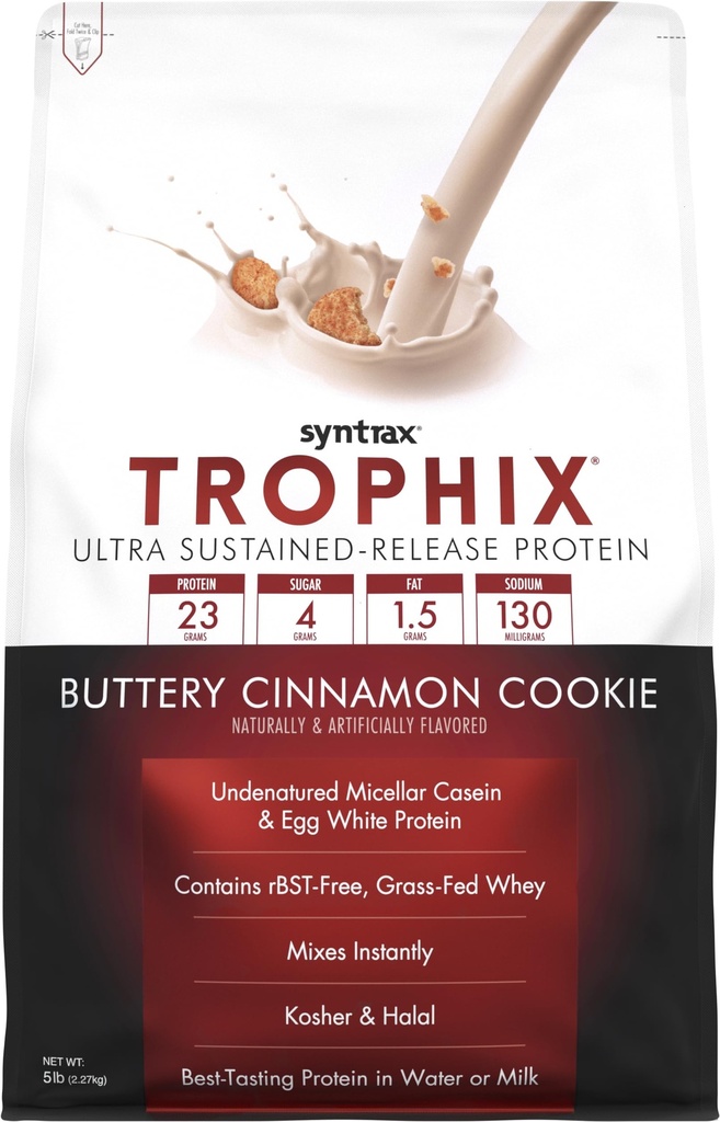 Syntrax Nutrition Trophix - Ultra Trvalá-Release Protein Blend, maslový škorica Cookie 5 libier. Skutočné Cookie Pieces