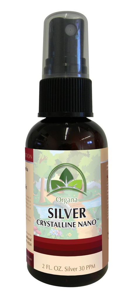 Organa Crystalline Nano Koloidný strieborný sprej - 30 PPM - 2 Ounce sprej fľaša