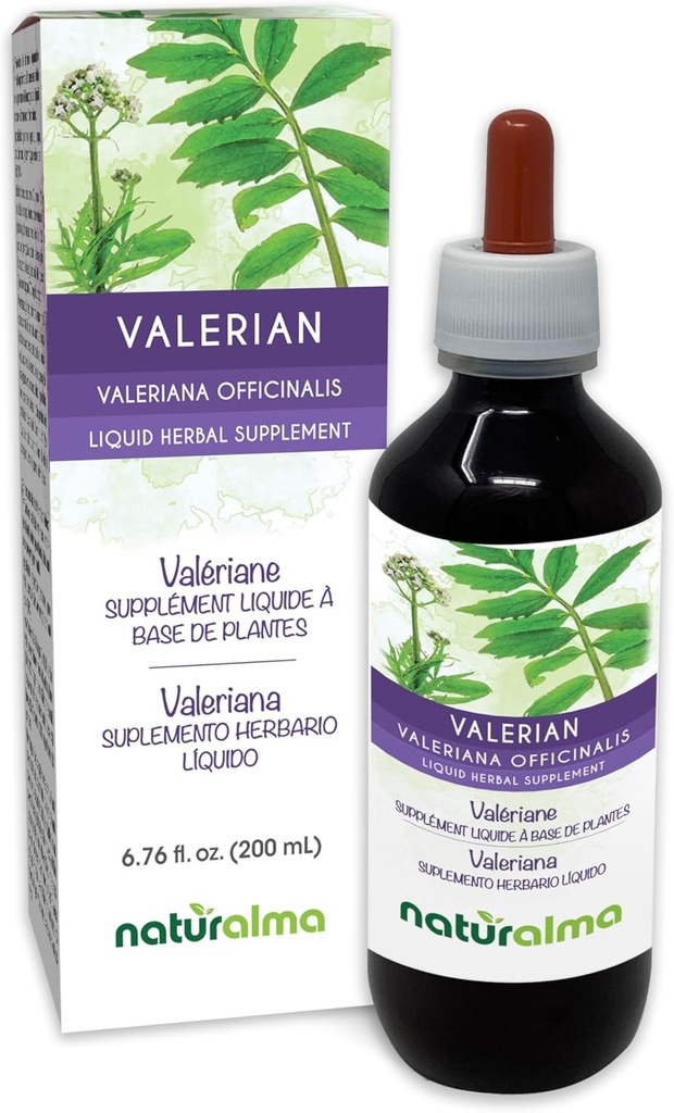 Naturalma Valerian (Valariana officinalis) Root Alkohol-Free Tinture - 6.76 fl oz Liquid Extract in Drops - Bylinné doplnky - Vegan