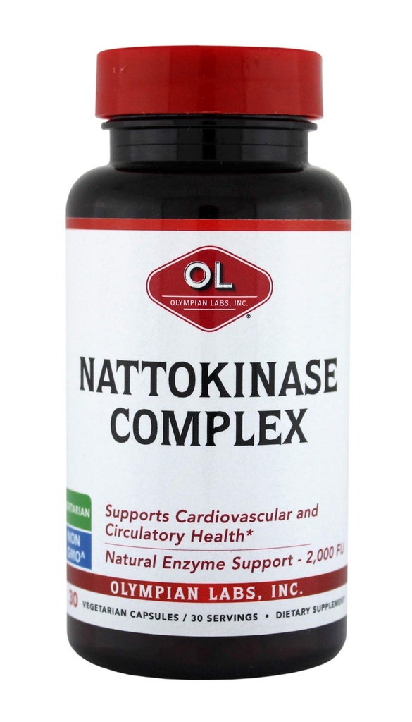 Olympian Labs Nattokináza Complex s extraktom zo semien hrozna bylinné doplnky, Superior Heart Health Support - 30 denných kapsúl