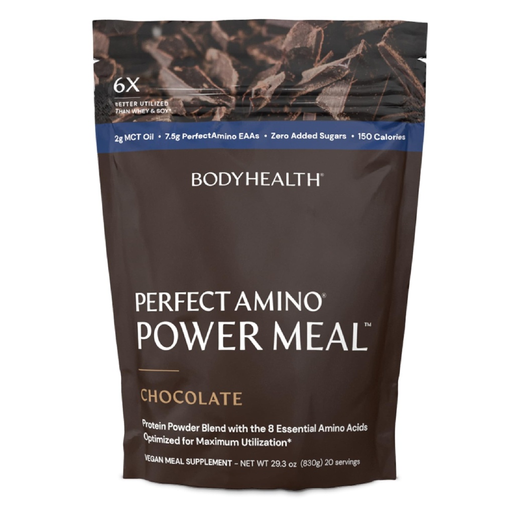 TeloHealth PerfectAmino Power Meal Shake Nová tmavá čokoládová chuť s MCT olejom Carb 10 a dokonalé Amino Protein Base (20 podáva)