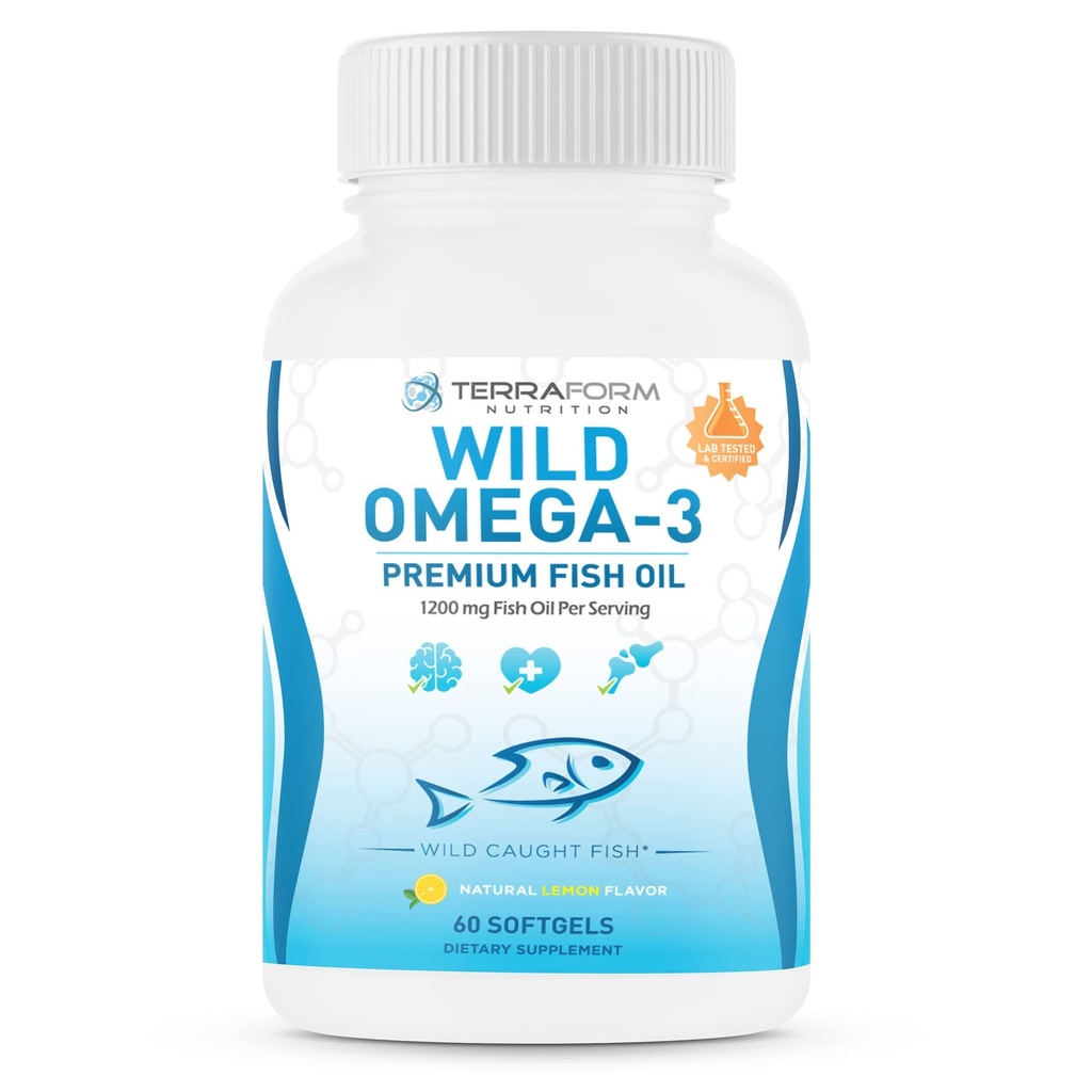 Triple Strength Fish Oil Omega 3 2400mg per Serving - Burpless, Lemon Ochutené non-GMO, Gluten & Soy Free 30 Servings
