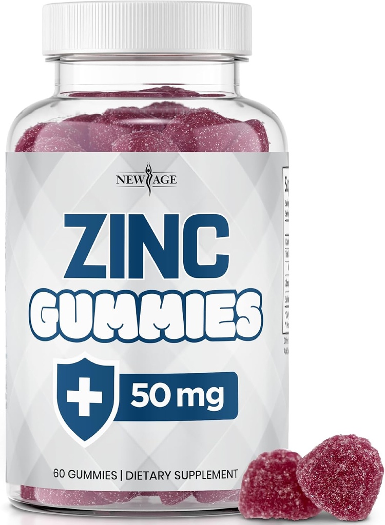 NEW AGE Zinkové Gumies - 50mg High Immune Booster Zinok Supplement, Immune Defense, Silný prírodný antioxidant, Non-GMO - podľa New Age (60 Počet (Pack of 1))