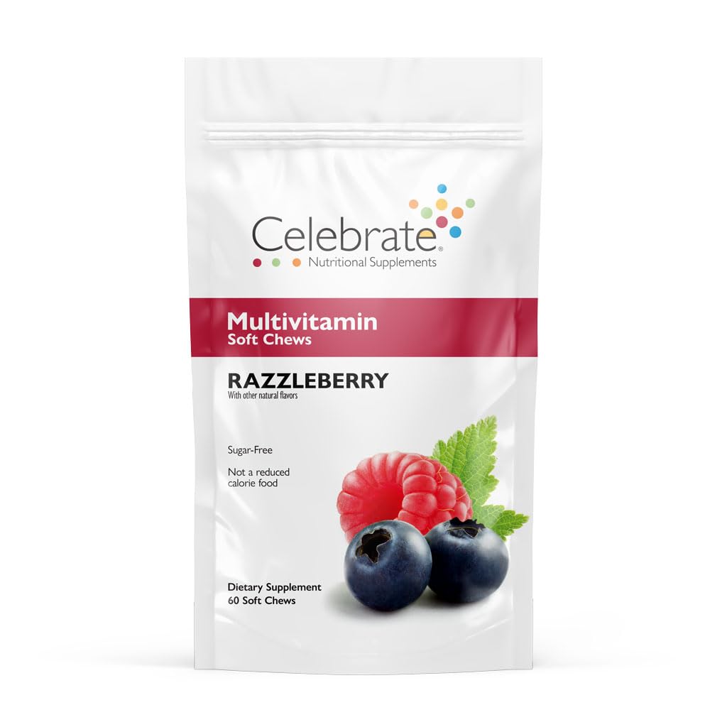 Celebrate Vitamins Bariatric Multivitamin Soft Chews - Essential Vitamins & Minerals, Sugar & Gluten Free - Gastric Bypass & Sleeve Gastrectomy Supplement - Berry (60ct)