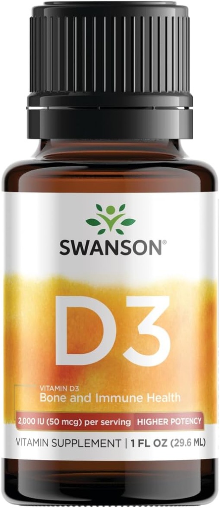 Swanson Vitamín D3 Tekuté kvapky 400 Iu (50 μg) 1 fl Ounce (29,6 ml) Tekuté