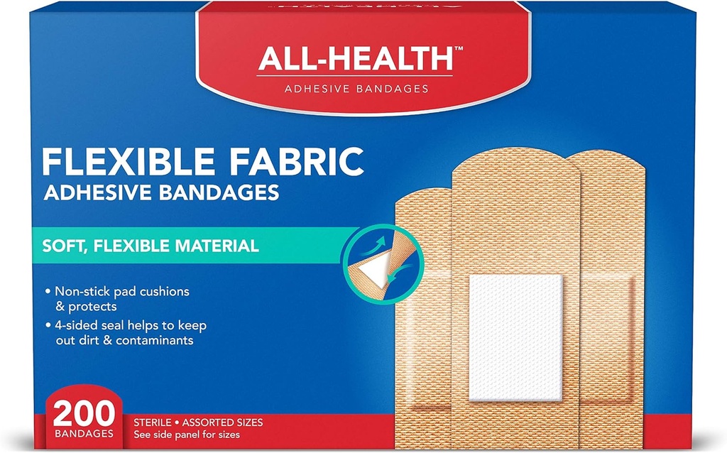 All Health Adhesive Fabric Bandages, 200 Gróf podľa veľkosti 