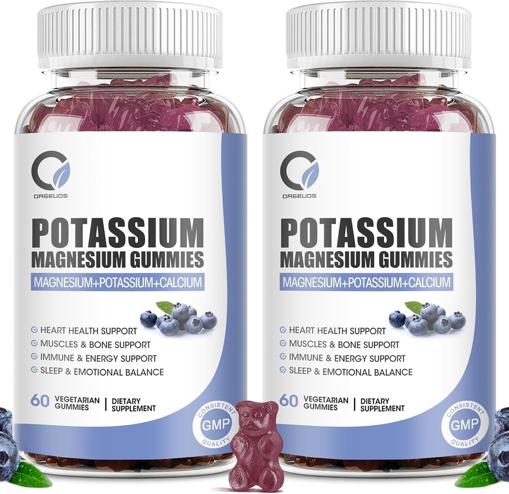2 balenia Kálium Magnézium Gumies s katrátom draselným 200 mg, horčík Glycinát 320 mg Plus vápnik, zinok, vitamín - draslík doplnky pre nohy kŕče, srdce, svaly Zdravie Podpora