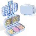 MEACOLIA Triple Folding pilulky Organizátor, 9 Compartments Travel Pill Prípad s veľkou kapacitou, Denné pilulky malé pilulky Kontajner pre vitamíny, Cod Liver Oil, Doplnky (modrá)