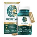 NEURIVA Ultra bez kofeínu Klinicky testovaný nootropný doplnok mozgu pre duševnú výstrahu, pamäť, zameranie a koncentráciu, kognitívny, neurofaktor, fosfatidylserín, vitamíny B6 B12, 60 kapsúl