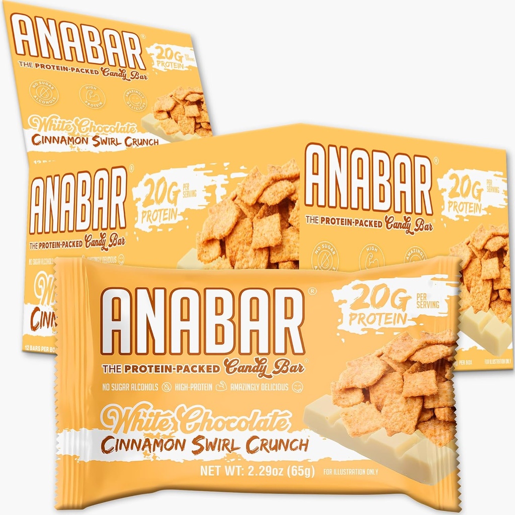 KONEČNÉ BOSS VÝKON ANABAR Anabar Protein Bar, celý potravinársky výkon úžasné ochutnávka skutočné jedlo, žiadne výplne, 21 Grams of (12 Bars) (White Chocolate Charmon Swirl Crunch)