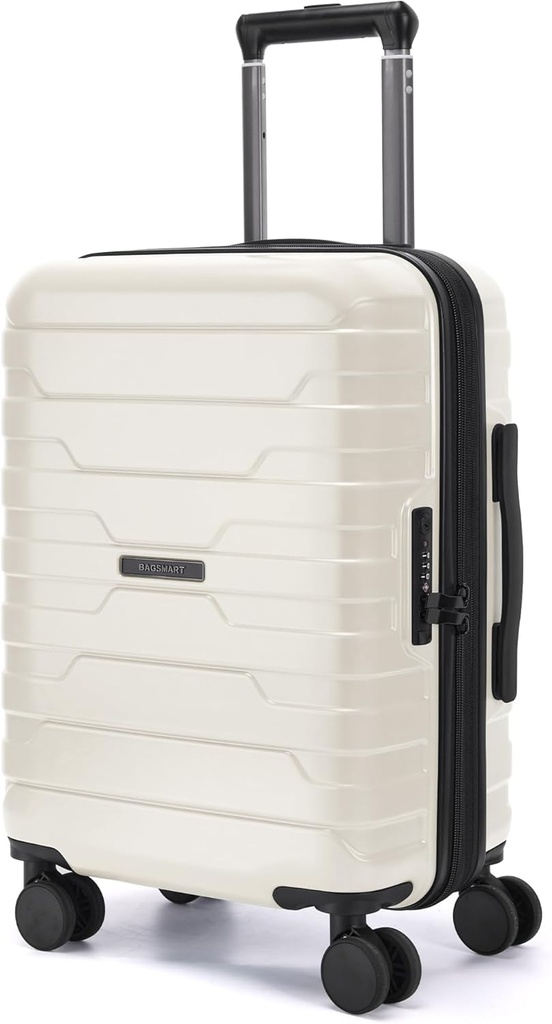 BAGSMART Nosiť na batožine 22x14x9 Airline Schválené spinner kolesá,ľahké 20 palcov batožina s TSA Lock,Expandable Hard Shell Nosiť na kufre pre mužov Ženy, White