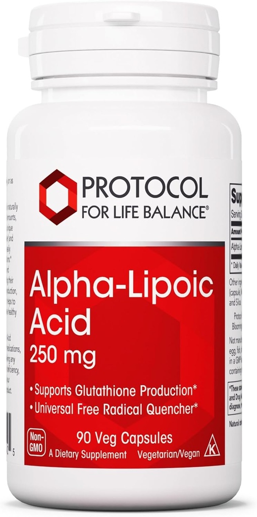 PROTOKOL PRE ŽIVOTNÉ BILANCIE Alfa-Lipoic Acid Supplement - 600mg ALA - Oxidačný stres Quencher, prietok krvi a zdravie srdca - Kosher & Dairy Free - 60 Veg Kapsule