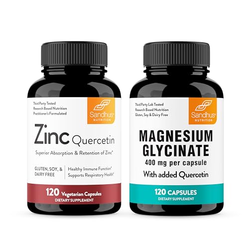 Zinkový komplex Sandhu's Zinok Quercetin & Magnézium Glycinate Complex s Quercetin Kapsulami