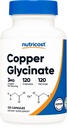 Nutricost Meď Glycinát kapsuly (120 kapsúl, 3MG Meď na obsluhu) - Non GMO, Vegan