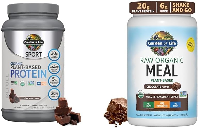 Záhrada života Organická Vegánska Sport Protein Powder, Čokoláda - Probiotiká a surové organické náhrady stravy Shakes