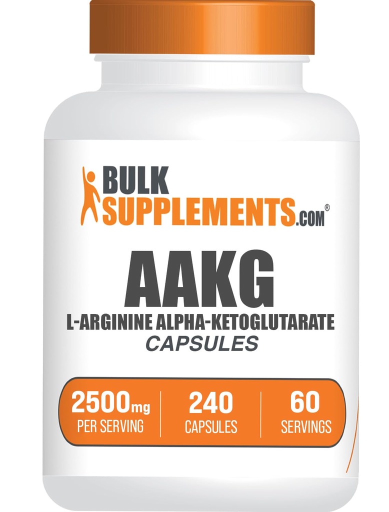 BulkSupplementments.com AAKG Kapsule - L-arginín Supplement, Nitric Oxide Supplement - Gluten Free, 4 Kapsule per Serving, 240 Počet (Pack of 1)