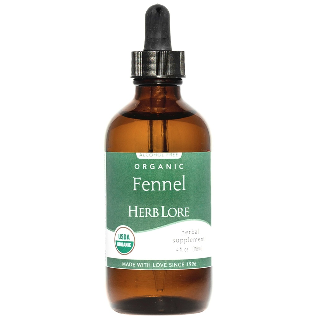 Herb Lore Organic Fenikel Seed Tincture - Upokojuje plyn a Bloating - Laktačná podpora Doplnková - 4 fl oz