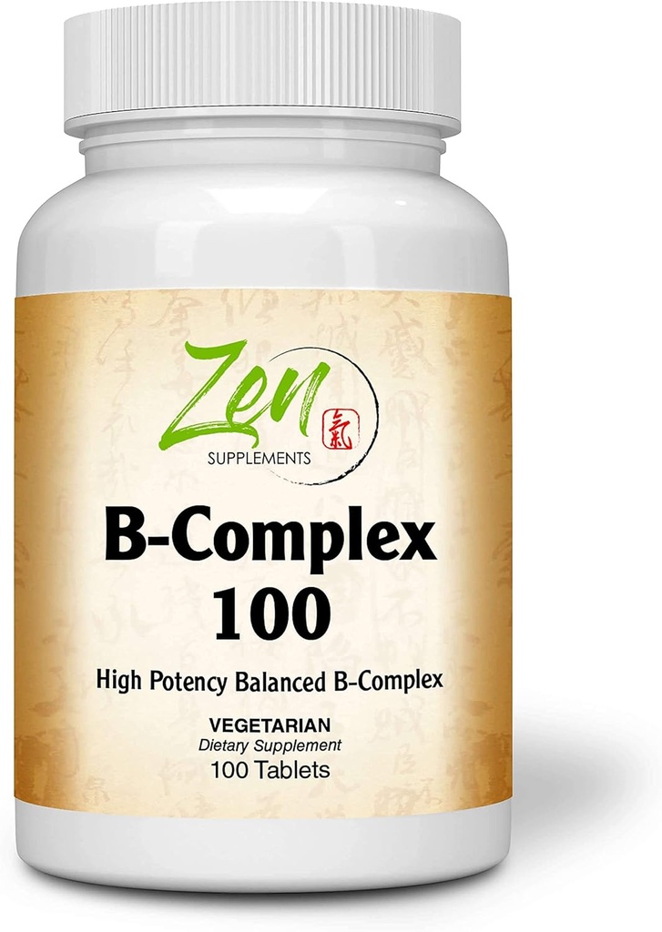Pokročilé B komplexné vitamínové doplnky - plnospektrum B vitamínové doplnky s kyselinou listovou, biotínom, inozitolom - podpora imunitného a kardio zdravia, energetický metabolizmus - 100 tabliet