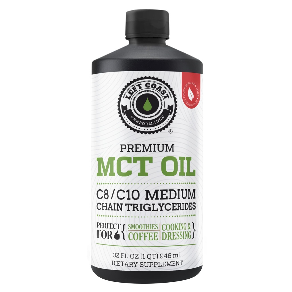 100% kokosový MCT olej kvapalina - MCT olej C8 C10 pre trvalé duševné energie a zaostrenie podpora skvelé pre smoothies šaláty káva a viac - Palm zadarmo vegán Keto & Paleo priateľské 60+ Servings (32 Fl Oz)