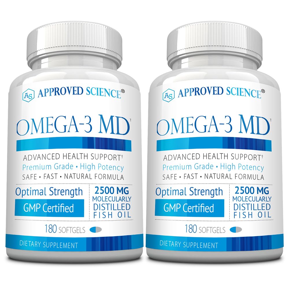 Omega-3MD - Rybí olej EPA & DHA - Zlepšiť kognitívne zdravie - 2 fľaše - 6 mesiacov dodávky
