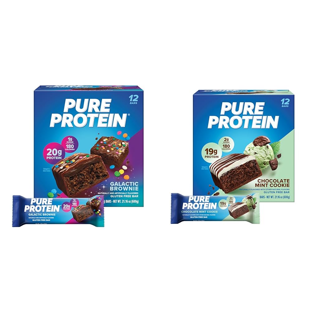 Čistý proteín 12 Gróf Galactic Brownie & Chocolate Mint Cookie Protein Bary Bundle 20g & 19g High Protein 