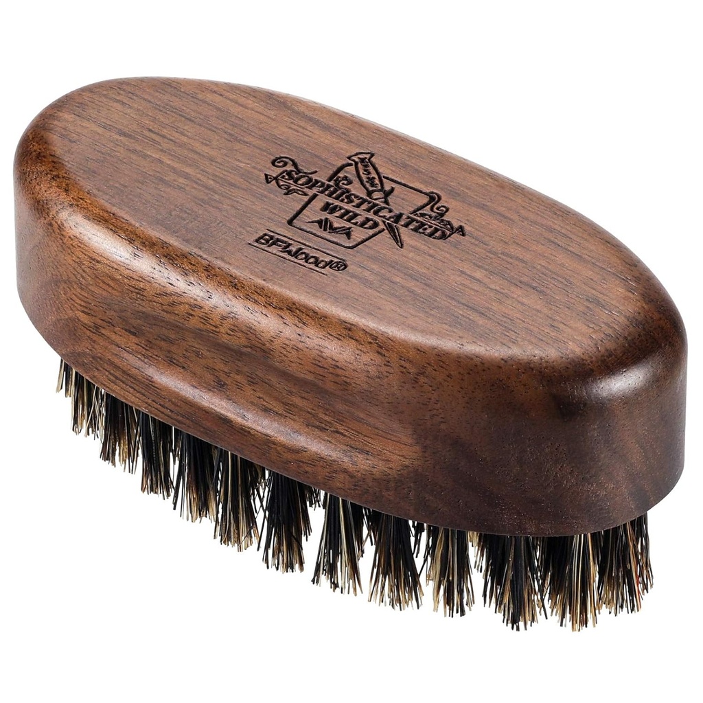 BFWood malé cestovné bradavice kefka - Natural Boar Bristles s Black Walnut Wood