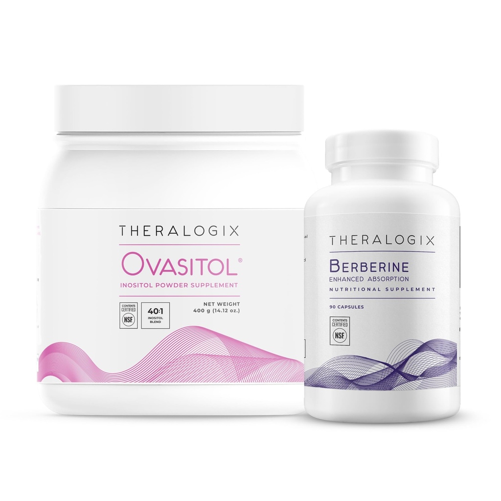 Theralogix Ovasitol Inozitol Canister + Berberine Enhanced Absorbtion Bundle, 14.12 Ounce & 90 Count (Stock of 2)
