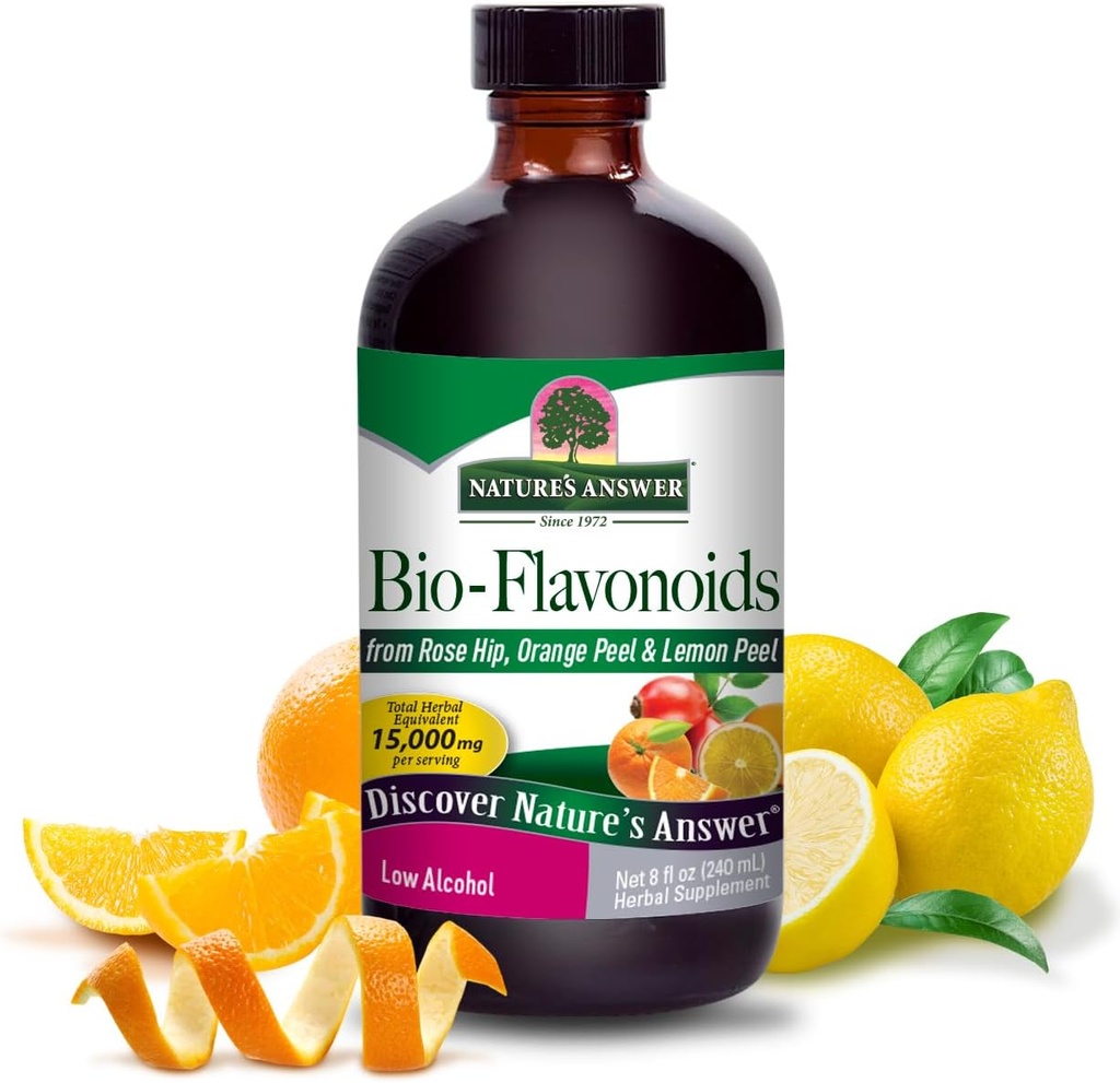 Nature's Answer Lipo Flavonoid Plus Ear Ringing Supplement, Bio-Flavonoidy s Rose HIPS, Immune Support, Kosher, Organic Low Alcohol, Citrus Bioflavonoids, Gluten Free, Made in USA, 8 oz