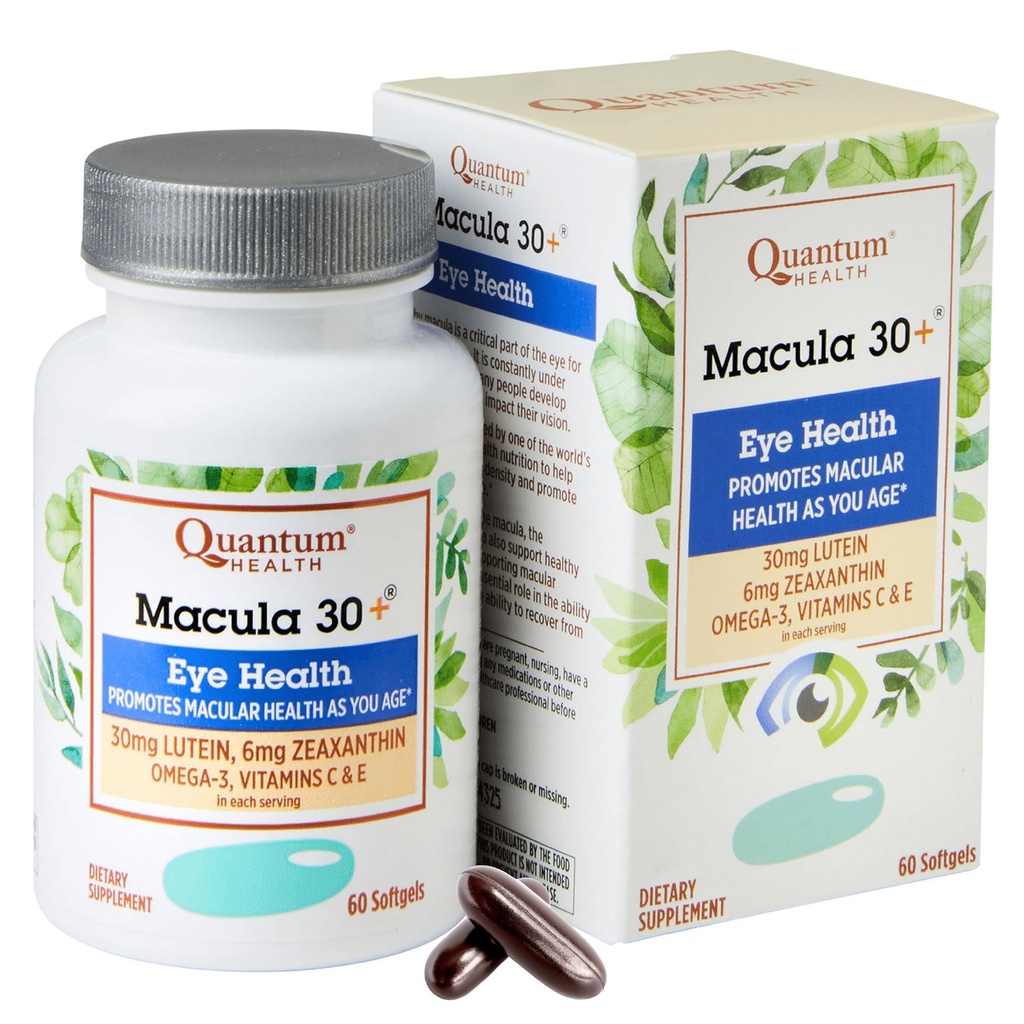 Quantum Health Macula 30+ Eye Care Supplement podporuje makulárne a sietnice zdravie, ako ste veku s lutein Zeaxantin Omega-3 Vitamíny C & E denná výživa pre ženy a mužov - 60 Softgels