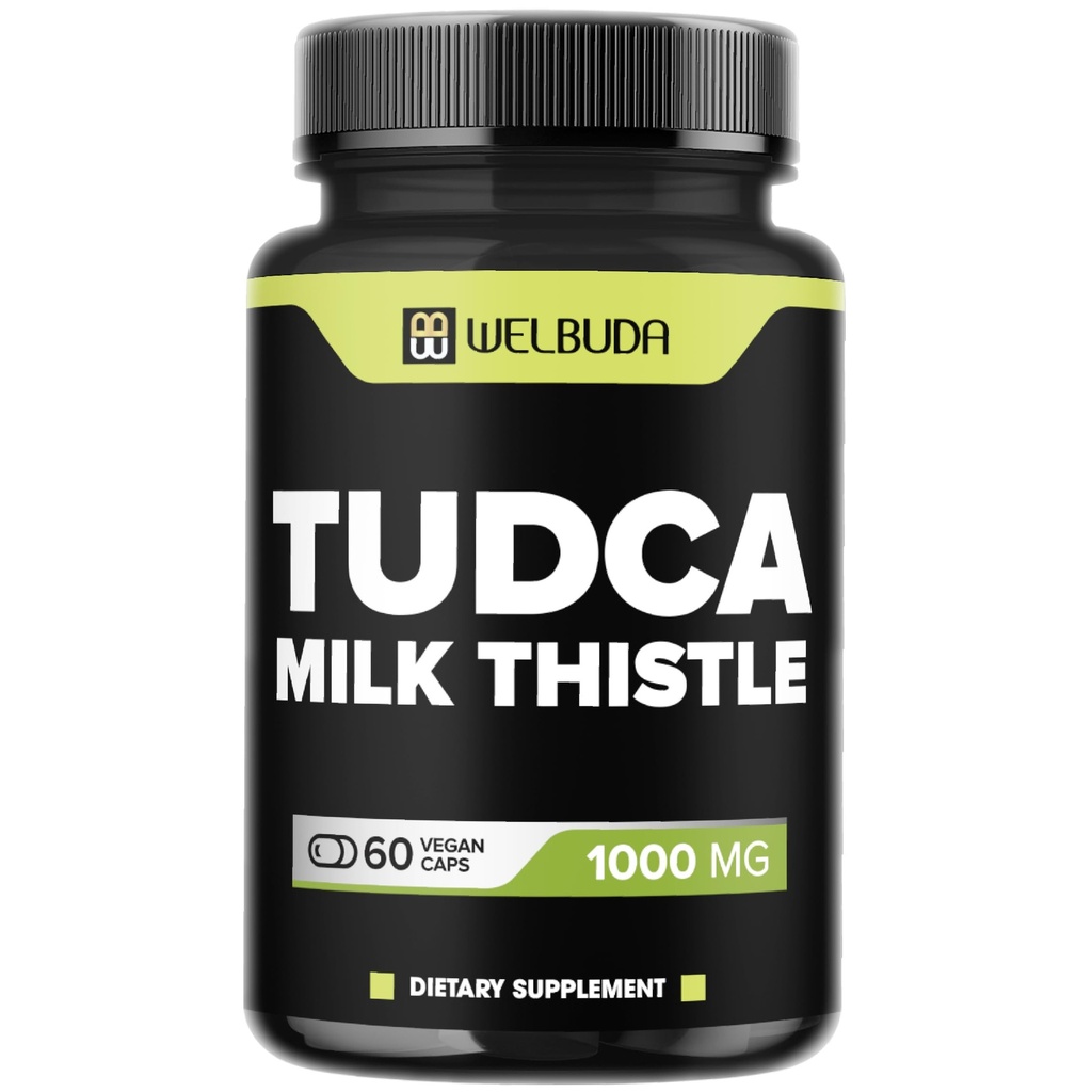 WELBUDA 1000mg Tudca Supplement with Milk Thisttle Extract - 60 Vegan Kapsule - Podpora imunitného systému, Tráviace zdravie, Purifikácia tela a zdravie mozgu