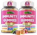 10 in 1 Imunitná podpora Supplement Gummies, w/ Echinacea, Vitamín C a zinok v bazových plodoch, selén, vitamín D3 5000IU, horčík, denne Imunitný posilňovací multivitamín, pre antioxidačnú kostnú energiu, 2 balenia