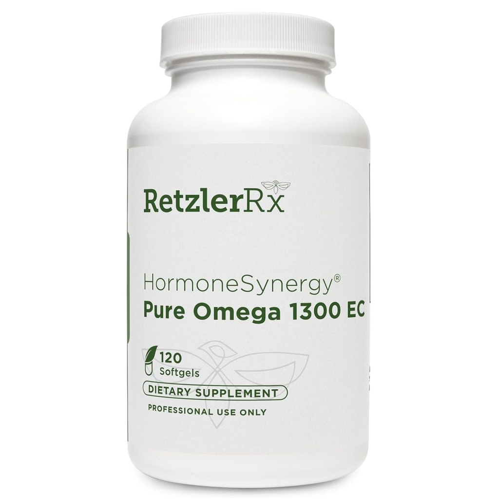 HormoneSynergy Omega 1300 EC Rybí olej Softgels - Vysokopevnostný Omega 3 doplnok s posilnenou absorpciou - IFOS Overené, Enteric Coated, 600mg EPA, 260mg DHA - 120 Počet