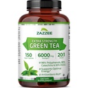 Zazzee Extra sila Zelený čaj 20:1 Extrakt, 6000 mg Sila, 50% EGCG, 98% Polyfenoly a 80% Catcehins, 150 Vegan Kapsule, 5 mesiacov dodávky, štandardizované a koncentrované 20X Potencie, non-GMO
