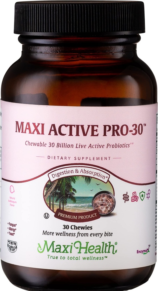 Maxi Active Pro- 30TM Žuvacie tablety Deti Priateľská chuť bublinkovej gumy