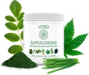 VORG SuperGreens - #1 Green Superfood Powder with Chlorella, Jačmenná tráva, Moringa, Kelp, Spirulina, Pšeničná tráva - 100% Organic - Probiotiká, Fiber & Enzymes (1 týždeň dodávky)