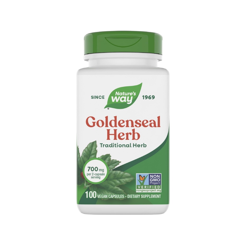 Nature's Way Goldenseal, Traditional Herb, 700 mg per 2-Capsule Serving, Non-GMO Project Overené, Vegan, 100 Kapsule