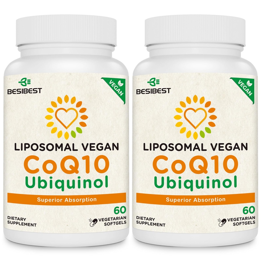 Besibest 1000mg Liposomal CoQ10 Ubiquinol, 120 Vegan Softgels, High Absorption Ubiquinol CoQ10 Supplement, Active Antioxidant Form of Coenzyme Q10 for Heart Function & Energy Production