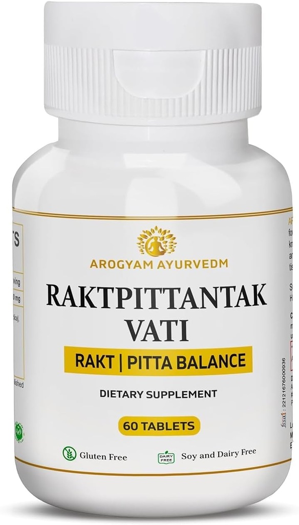 Dr. Pushp Arogyam AYURVEDM RAKATPITTANTAK VATI pre Pitta Balance, Purifikátor krvi Balenie 60 tabliet