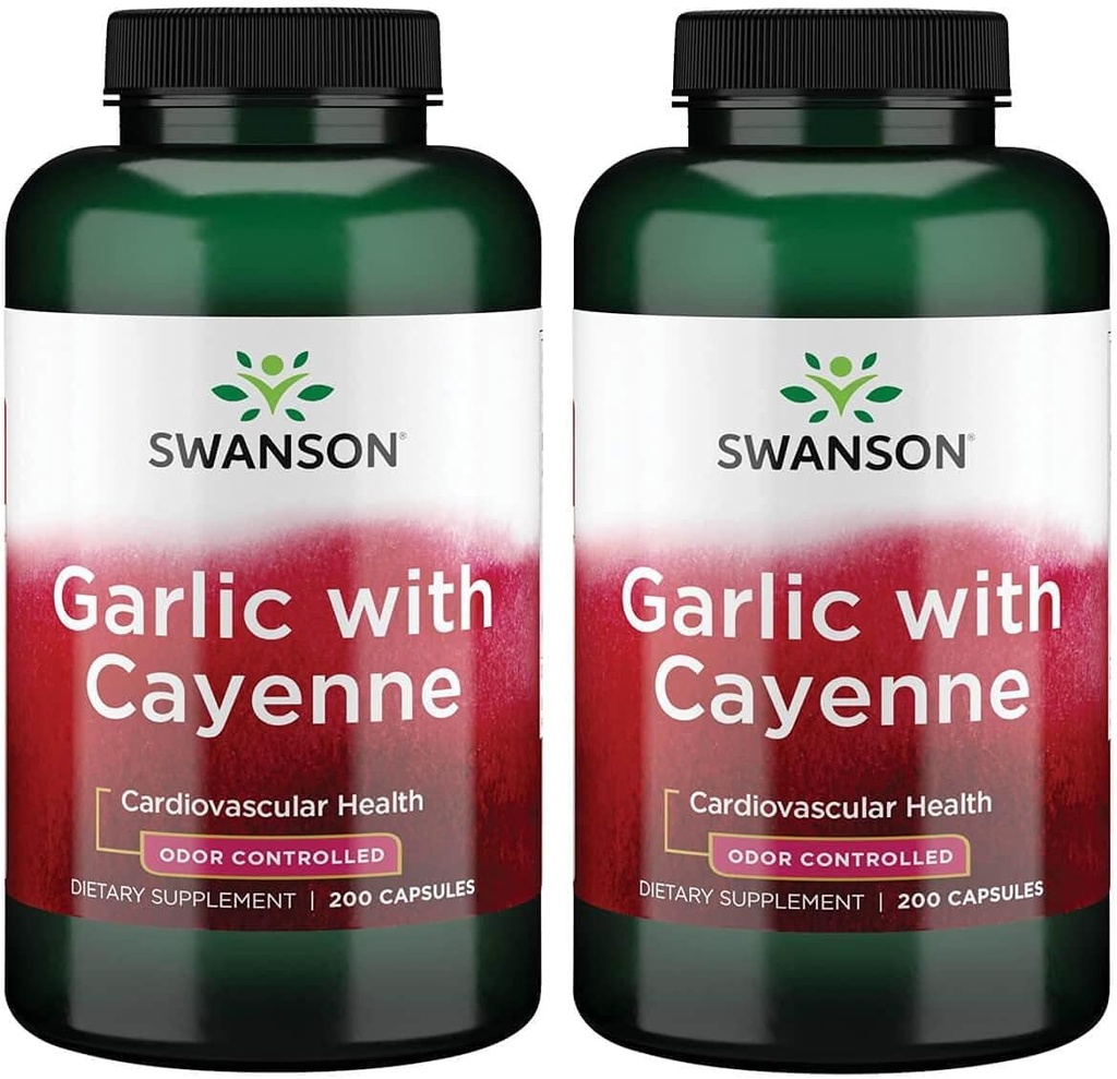 Swanson cesnak s Cayenne 200 Kapsule (2 balenia)