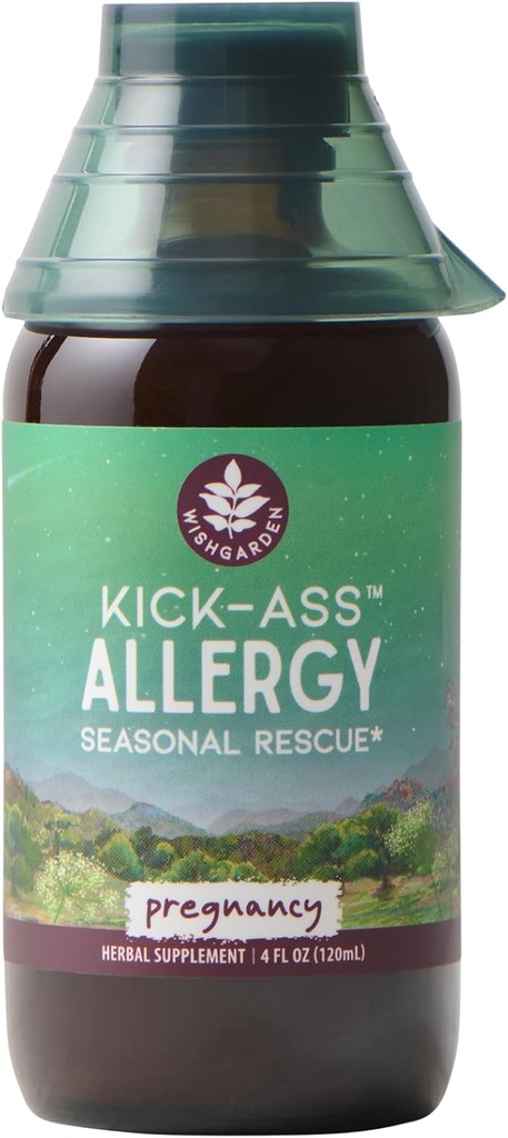 WishGarden byliny Kick-Ass Alergia pre tehotenstvo - Rastlinné-Na základe bylinné alergie Supplement w/Nettle Leaf, Echinacea & Yerba Santa, Bezpečne podporuje zdravú histamínovú odpoveď na sezónne dráždivosti, 4oz
