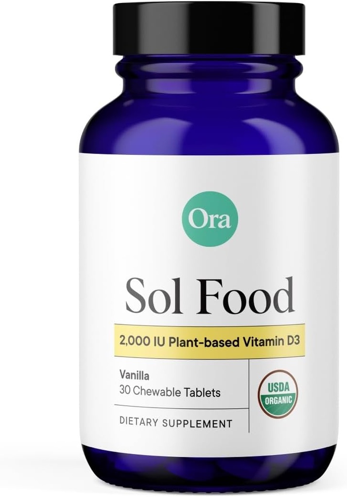 Ora Organic Vitamin D3 2000IU - Vegán Vitamín D Žuvačky z Lichen pre zdravie kostí, Immune Support, & Mood