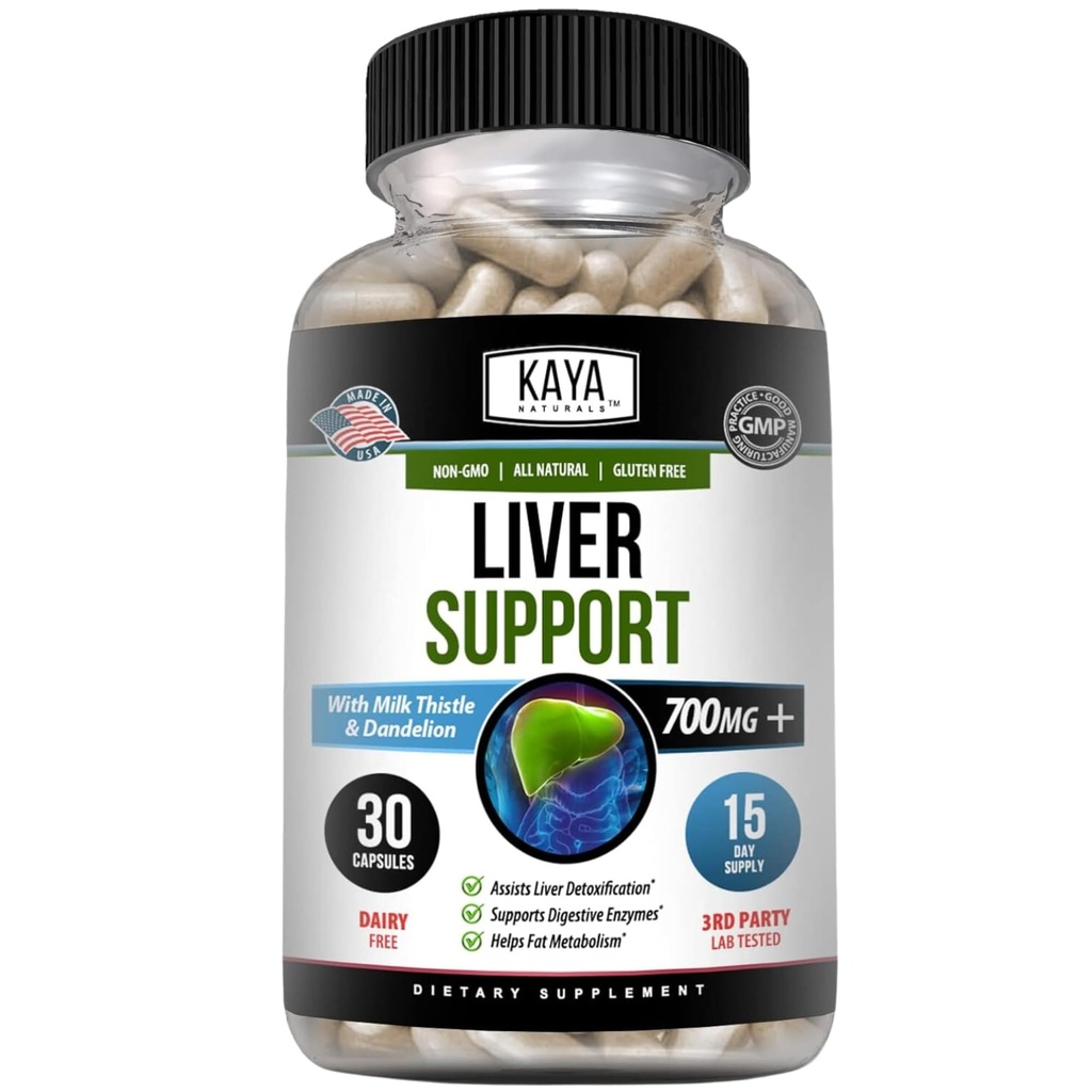Kaya Naturals Pečeň čistí Detox a opravy - Mlieko Thitle Supplement - Pečeň Detox pre ženy a mužov - Artičoky extrakt a púpavy koreňové kapsule - 30 Počet