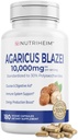 Agaricus Blazei Organic Mushrom Extract for Immune & Energy Support - 30% Polysacharidy & 180 Veggie Capsules - Non-GMO, Gluten-Free, Vegan-Friendly Supplement